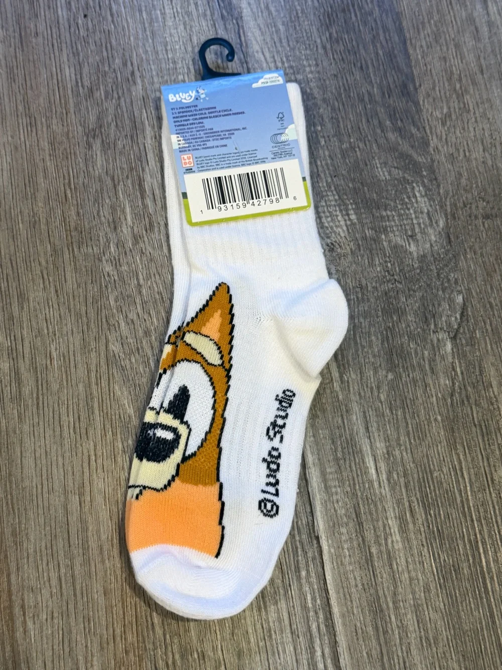 Kids White Socks with Orange Cartoon Fox Face